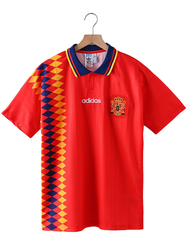 Spain maillot rétro domicile uniforme de football vintage pour hommes premier kit de football haut de sport chemise 1994